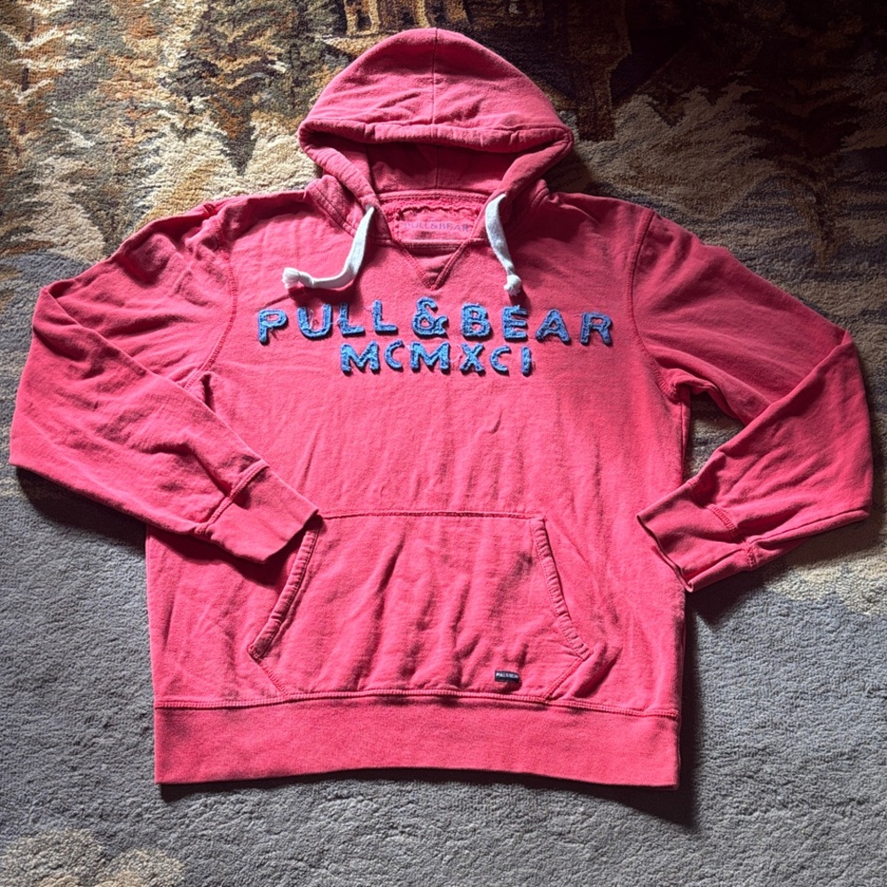 Pull&Bear Bold Red Men's Hoodie Large